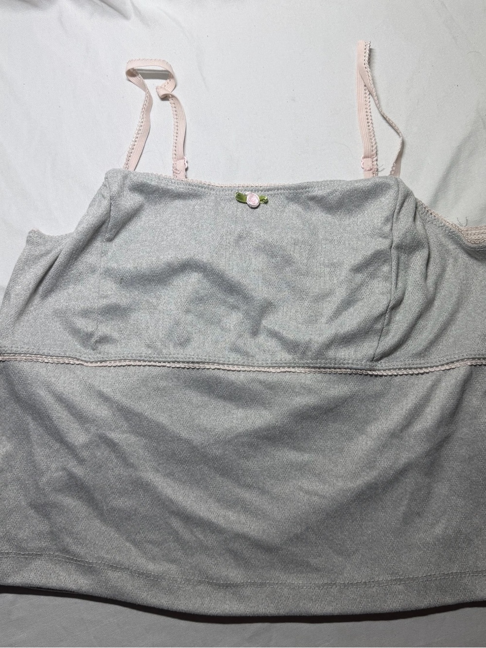 Grey Cami Tank with Pink Trim